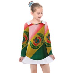Bolivia Flag Country National Kids  Long Sleeve Dress