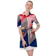 Paraguay Flag Country Nation Belted Shirt Dress