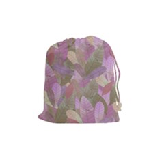 Watercolor Leaves Pattern Drawstring Pouch (medium) by Valentinaart
