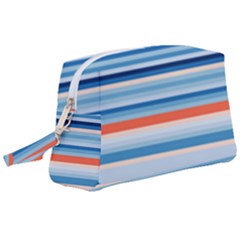 Blue And Coral Stripe 2 Wristlet Pouch Bag (large) by dressshop