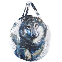 Gray Wolf - Forest King Giant Round Zipper Tote by kot737