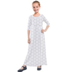 Hexagon Geometric Shape Kids  Quarter Sleeve Maxi Dress