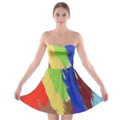 Abstract Painting Strapless Bra Top Dress