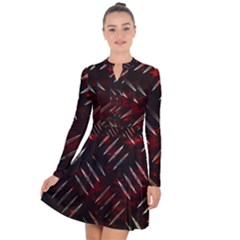 Background Red Metal Long Sleeve Panel Dress