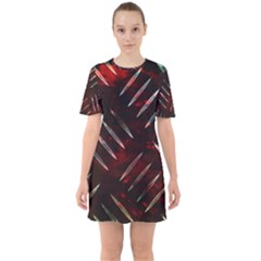Background Red Metal Sixties Short Sleeve Mini Dress by HermanTelo