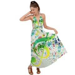 Circle Music Pattern Backless Maxi Beach Dress by HermanTelo
