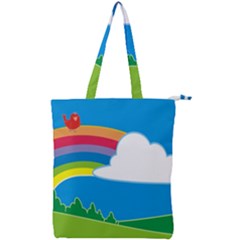 Natural Cloud Field Grass Double Zip Up Tote Bag by Pakrebo