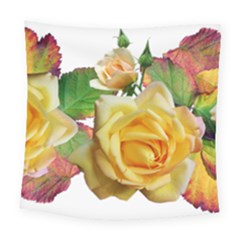 Flowers Roses Autumn Leaves Square Tapestry (large) by Pakrebo