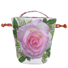 Roses Pink Flowers Perfume Leaves Drawstring Bucket Bag by Pakrebo