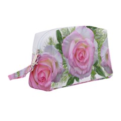 Roses Pink Flowers Perfume Leaves Wristlet Pouch Bag (medium) by Pakrebo