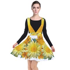 Daisies Flowers Yellow Arrangement Plunge Pinafore Dress by Pakrebo