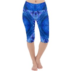 Boho Bohemian Hippie Tie Dye Cobalt Lightweight Velour Cropped Yoga Leggings by CrypticFragmentsDesign