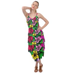  Neon Hibiscus Layered Bottom Dress by retrotoomoderndesigns