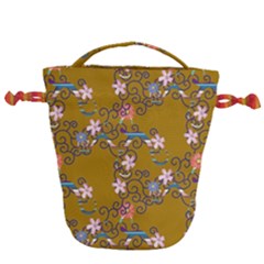 Textile Flowers Pattern Drawstring Bucket Bag by HermanTelo
