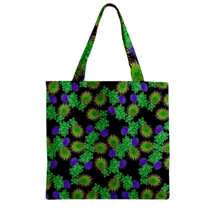 Flowers Pattern Background Zipper Grocery Tote Bag