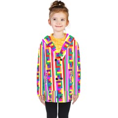 Rainbow Geometric Spectrum Kids  Double Breasted Button Coat