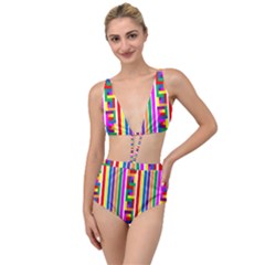 Rainbow Geometric Spectrum Tied Up Two Piece Swimsuit