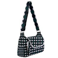 White Flower Pattern On Green Black Multipack Bag by BrightVibesDesign