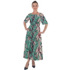 Vintage Floral Pattern Shoulder Straps Boho Maxi Dress  by Sobalvarro