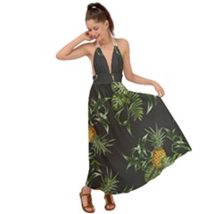 Pineapples Pattern Backless Maxi Beach Dress