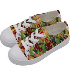 Leaves Autumn Berries Garden Kids  Low Top Canvas Sneakers by Simbadda