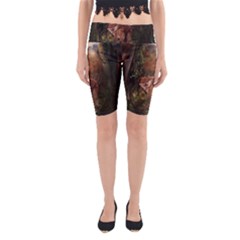 Awesome Wolf In The Darkness Of The Night Yoga Cropped Leggings by FantasyWorld7