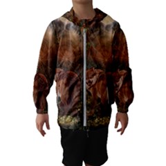 Awesome Wolf In The Darkness Of The Night Kids  Hooded Windbreaker by FantasyWorld7