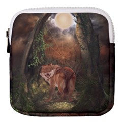 Awesome Wolf In The Darkness Of The Night Mini Square Pouch by FantasyWorld7