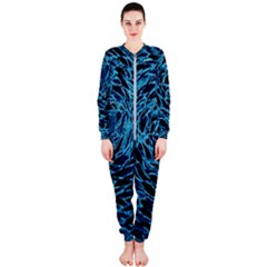 Neon Abstract Surface Texture Blue Onepiece Jumpsuit (ladies) 