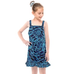 Neon Abstract Surface Texture Blue Kids  Overall Dress by HermanTelo