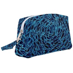 Neon Abstract Surface Texture Blue Wristlet Pouch Bag (large)