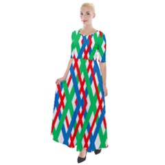 Geometric Line Rainbow Half Sleeves Maxi Dress by HermanTelo