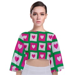 Pink Love Valentine Tie Back Butterfly Sleeve Chiffon Top
