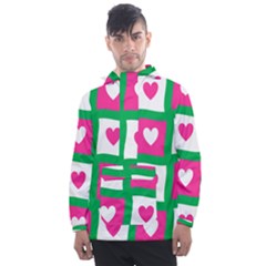 Pink Love Valentine Men s Front Pocket Pullover Windbreaker by Mariart