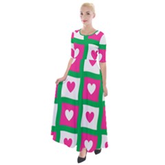 Pink Love Valentine Half Sleeves Maxi Dress