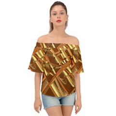 Gold Background Form Color Off Shoulder Short Sleeve Top by Alisyart