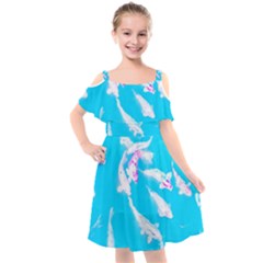Koi Carp Scape Kids  Cut Out Shoulders Chiffon Dress by essentialimage
