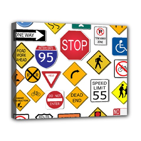 Street Signs Stop Highway Sign Deluxe Canvas 20  X 16  (stretched) by Simbadda