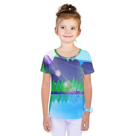 Forest Landscape Pine Trees Forest Kids  One Piece Tee by Simbadda