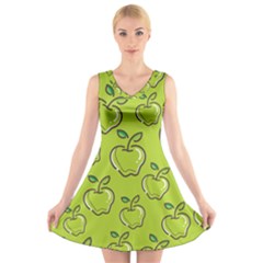 Fruit Apple Green V-neck Sleeveless Dress