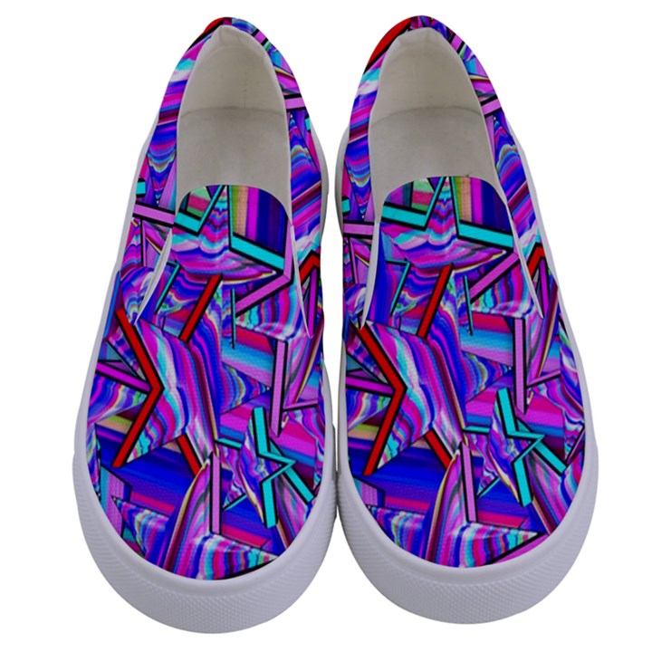 Stars Beveled 3d Abstract Kids  Canvas Slip Ons