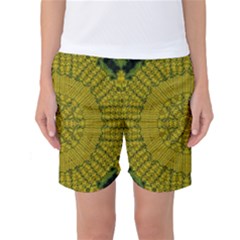 Flowers In Yellow For Love Of The Nature Women s Basketball Shorts by pepitasart