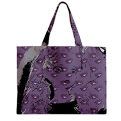 Wide Eyed Girl Grey Lilac Zipper Mini Tote Bag by snowwhitegirl