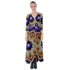 Background Mandala Star Button Up Maxi Dress by Mariart