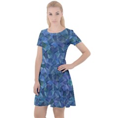 Background Blue Texture Cap Sleeve Velour Dress  by Alisyart