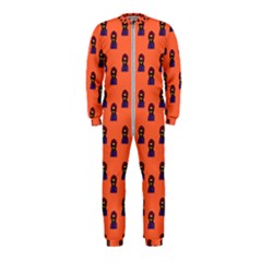 Nerdy 60s  Girl Pattern Orange Onepiece Jumpsuit (kids) by snowwhitegirl