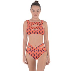 Nerdy 60s  Girl Pattern Orange Bandaged Up Bikini Set  by snowwhitegirl
