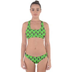 Nerdy 60s  Girl Pattern Green Cross Back Hipster Bikini Set by snowwhitegirl
