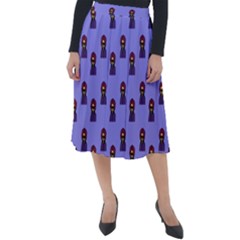 Nerdy 60s  Girl Pattern Purple Classic Velour Midi Skirt  by snowwhitegirl