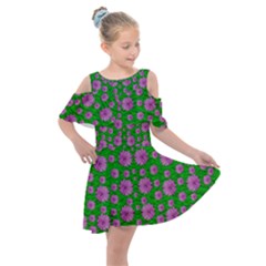 Bloom In Peace And Love Kids  Shoulder Cutout Chiffon Dress by pepitasart